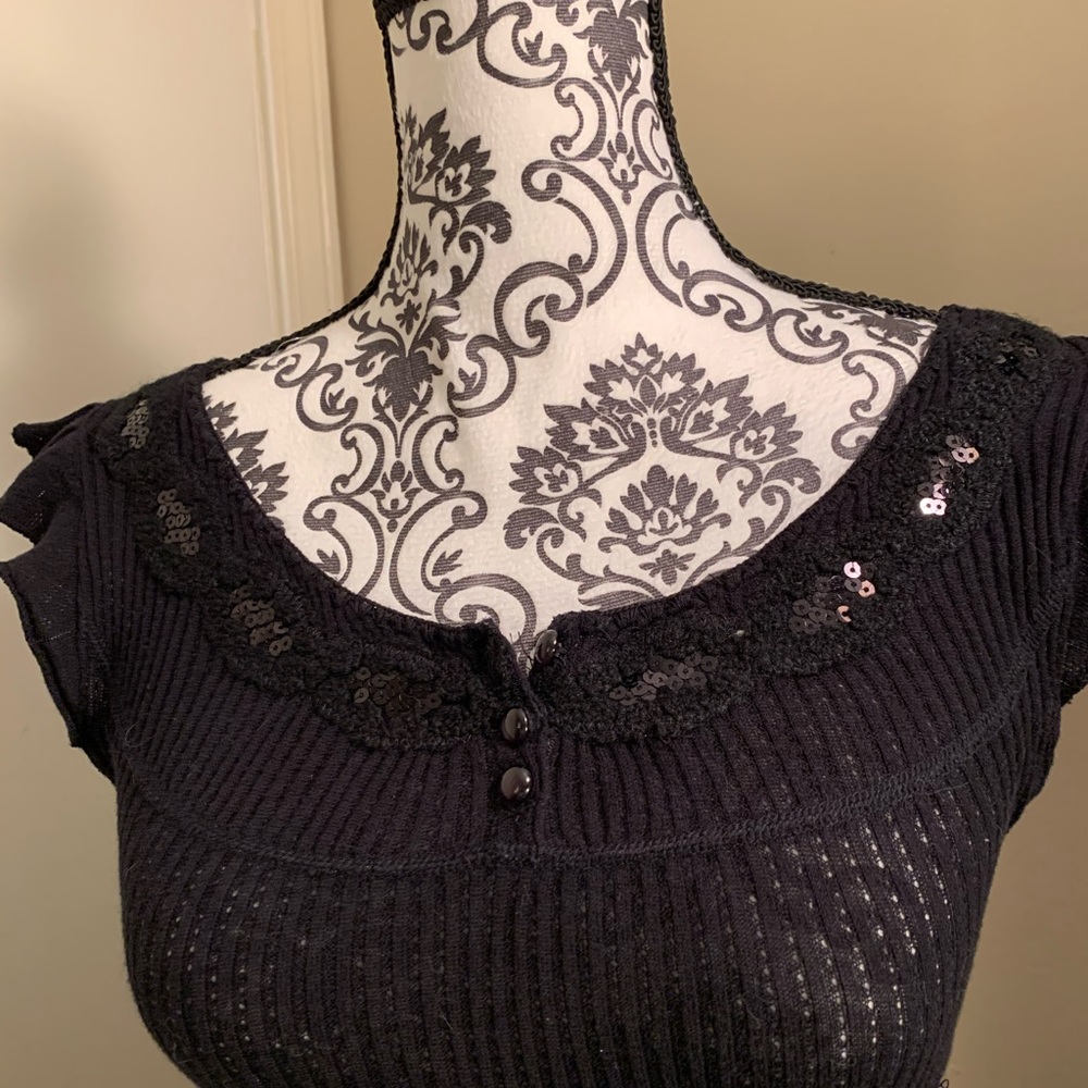 Free people, small, black, 3 buttoned, sequins